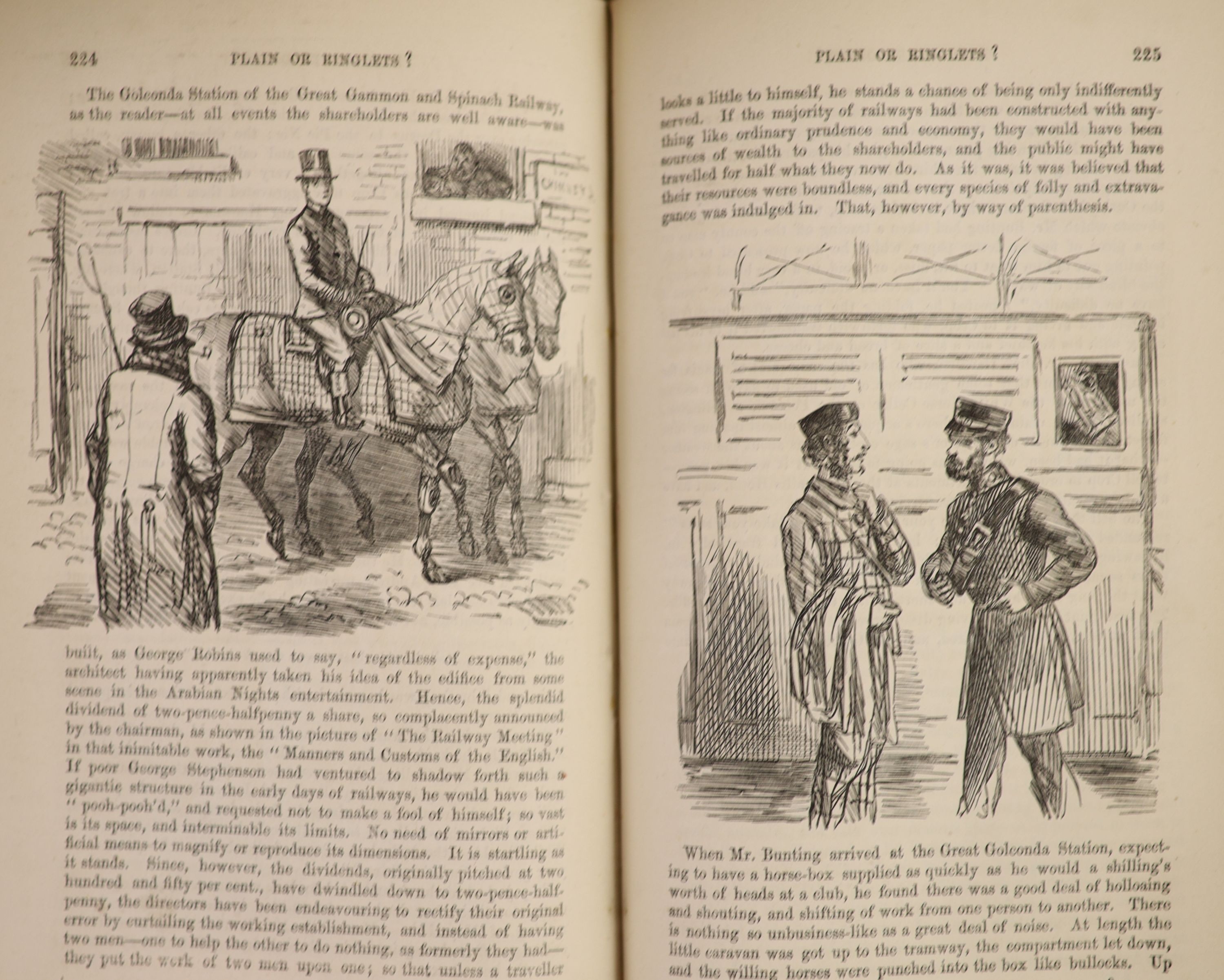 Surtees, Robert Smith - [Sporting Novels], 7 vols, calf gilt, comprising, Jorrick’s Jaunts and Jollities, Hawbuck Grange, Mr. Sponge’s Sporting Tour, Ask Mamma, Mr. Facey Romford’s Hounds, Handley Cross and Plain or Ring